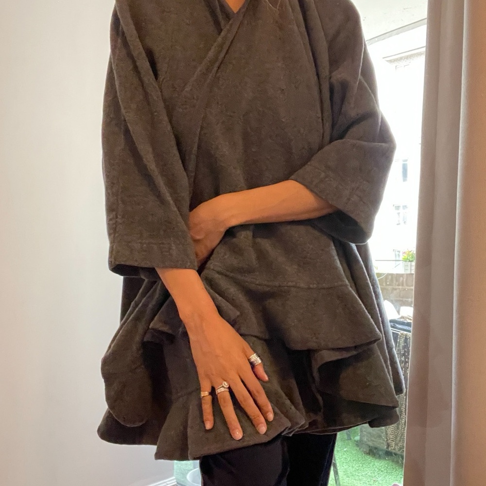 Elegant Dark Gray Wrap Poncho
